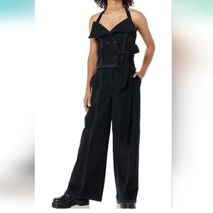 NWT Making the cut 2 piece set Black corduroy Wide-Leg Pants & top size M